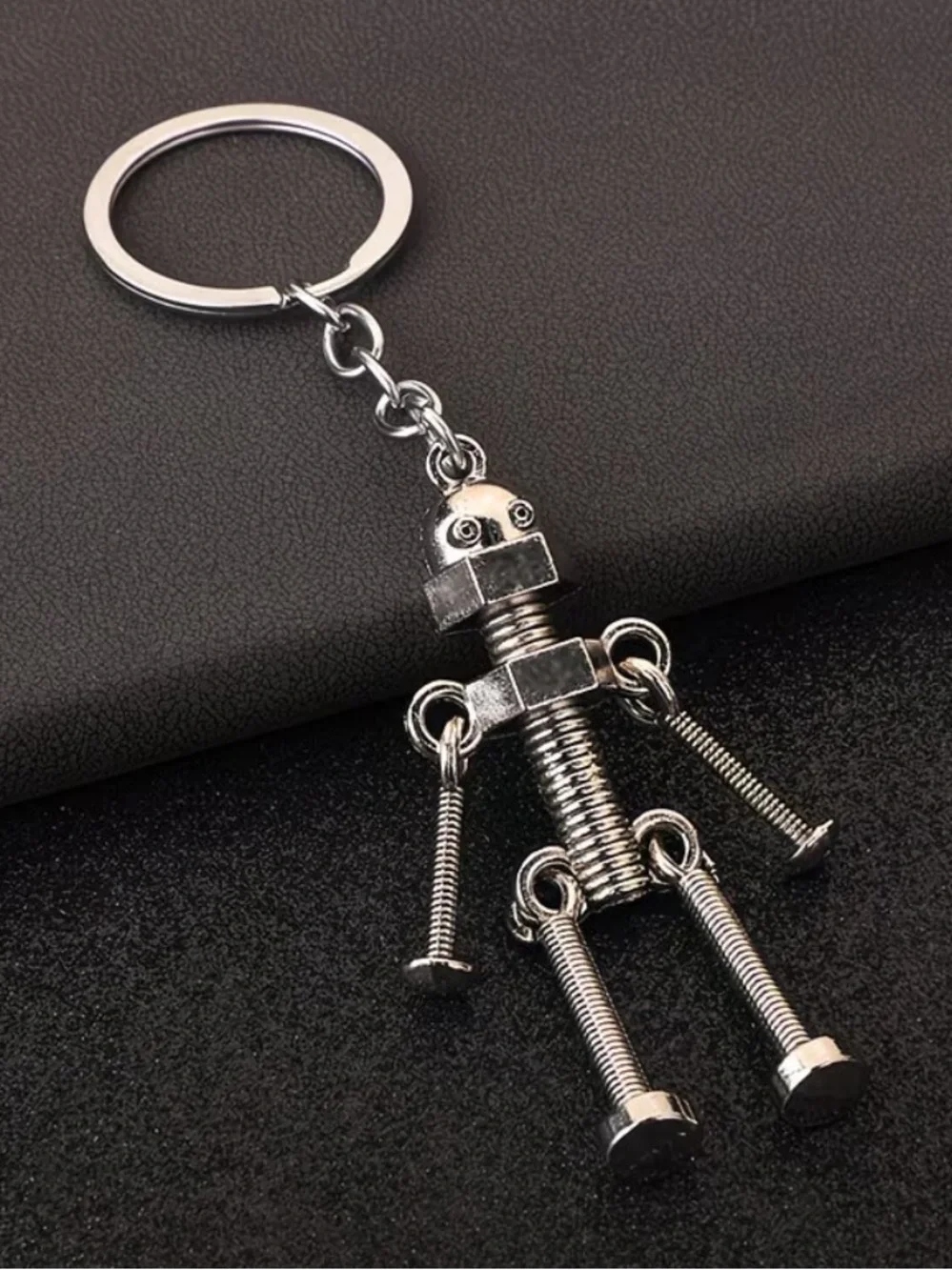 Vintage Handmade Steam Punk Metal Screw Robot Keychain Bag Charm - Silver